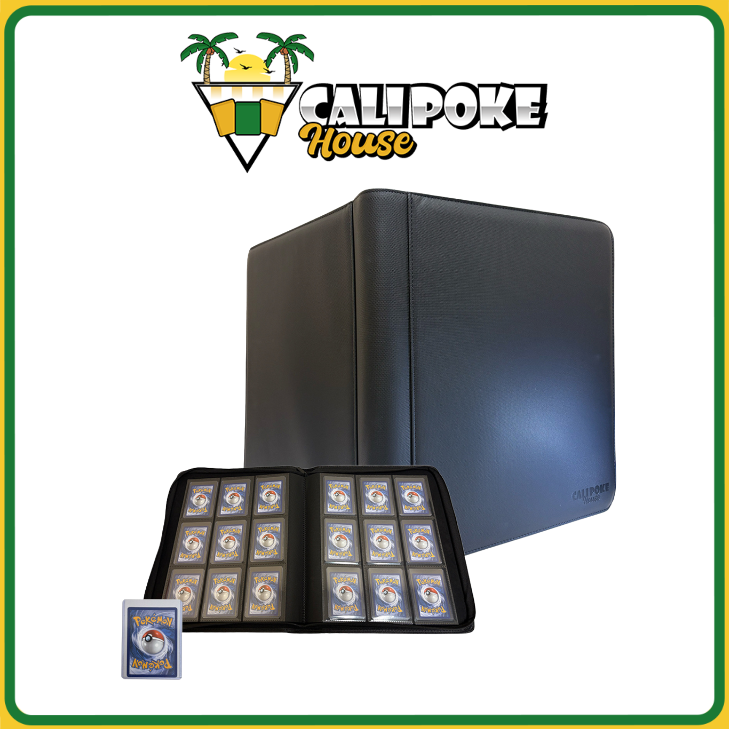 9-Pocket Black 360 Top-Loader Card Binder with Zipper Calipokehouse 9-Pocket Black 360 Top-Loader Card Binder with Zipper Calipokehouse