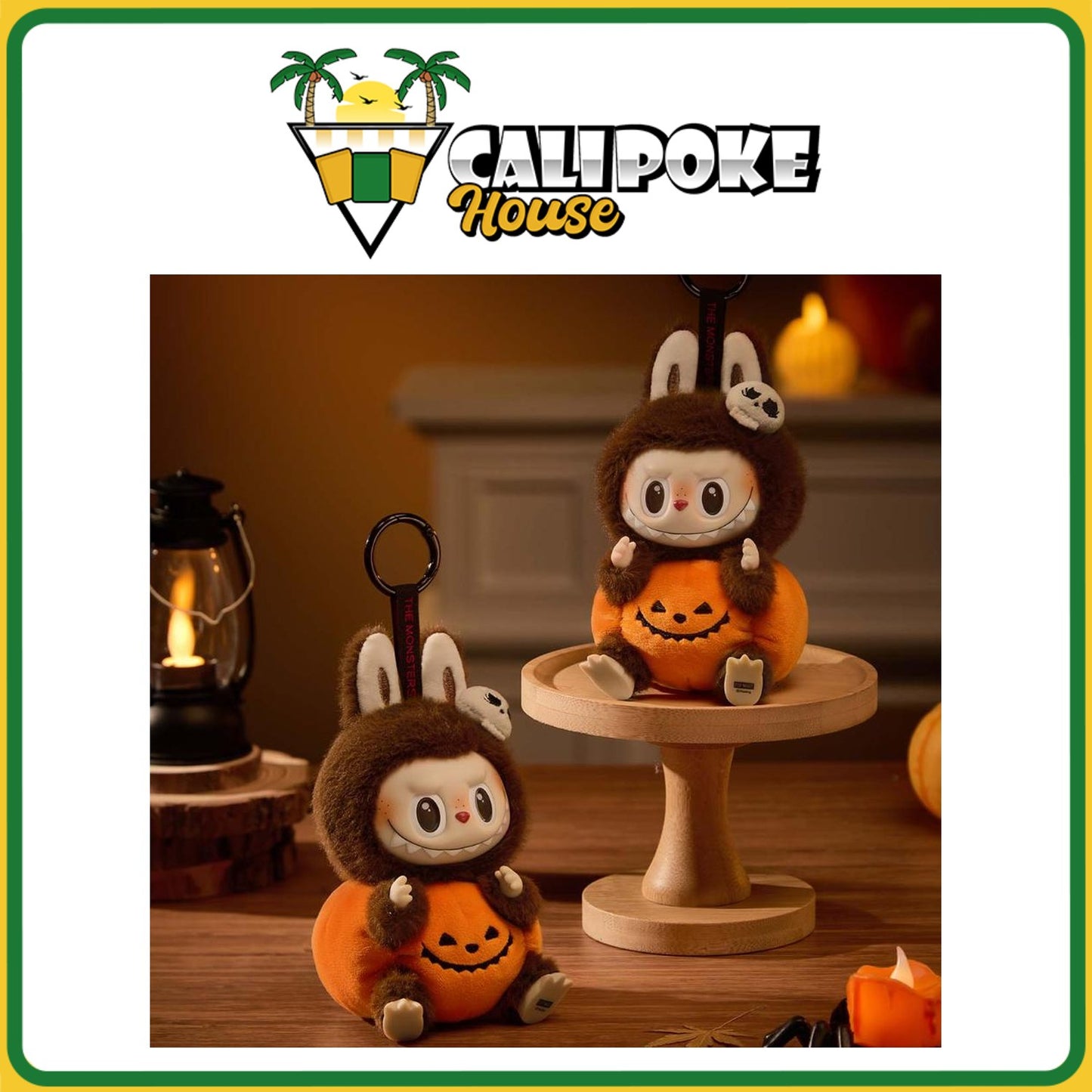 Pop Mart Labubu Happy Halloween Party Series-Sitting Pumpkin Vinyl Plush Pendant
