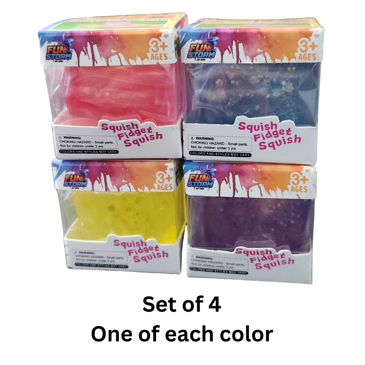 Fun Storm Squishy Glitter Cubes - Set of 4 (Small)