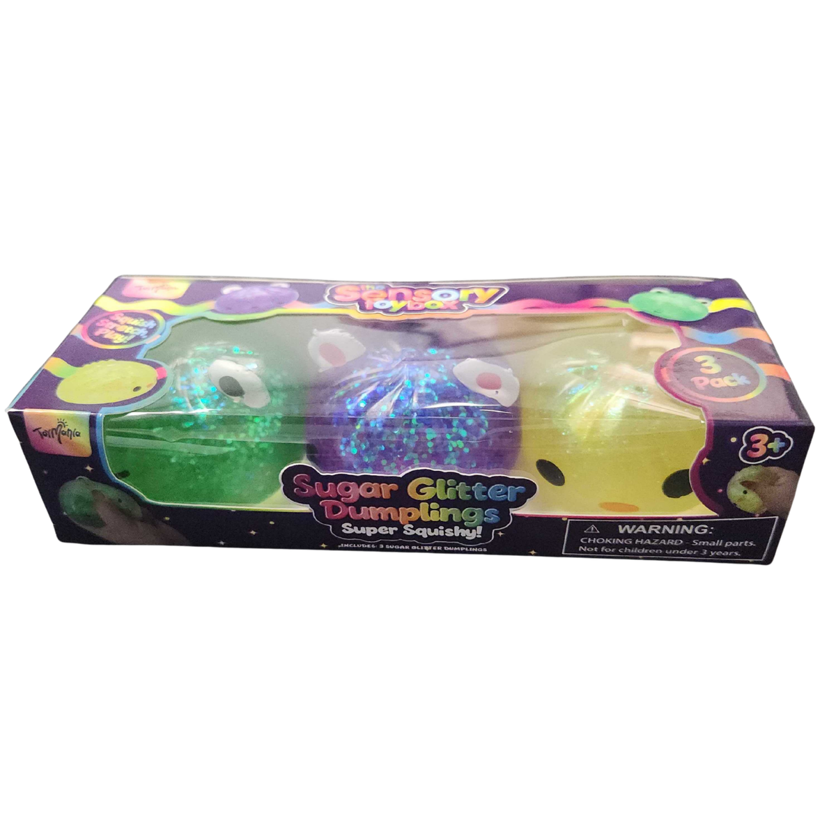 ToyMania Sensory Toy Box Sugar Glitter Squishy Dumplings 3 Pack